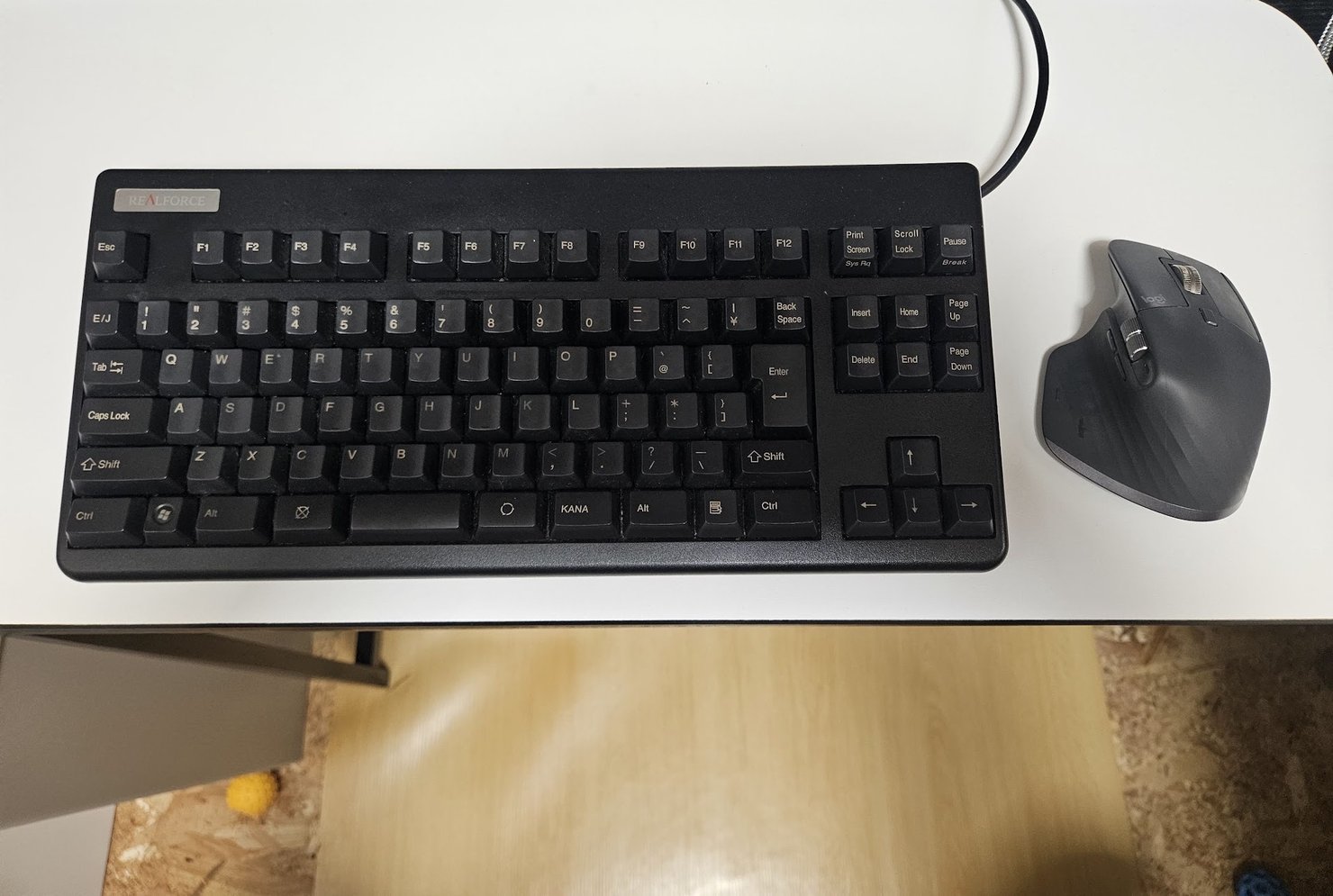 REALFORCE 91UBK-S とロジクール MX Master 3S を並べた机の上